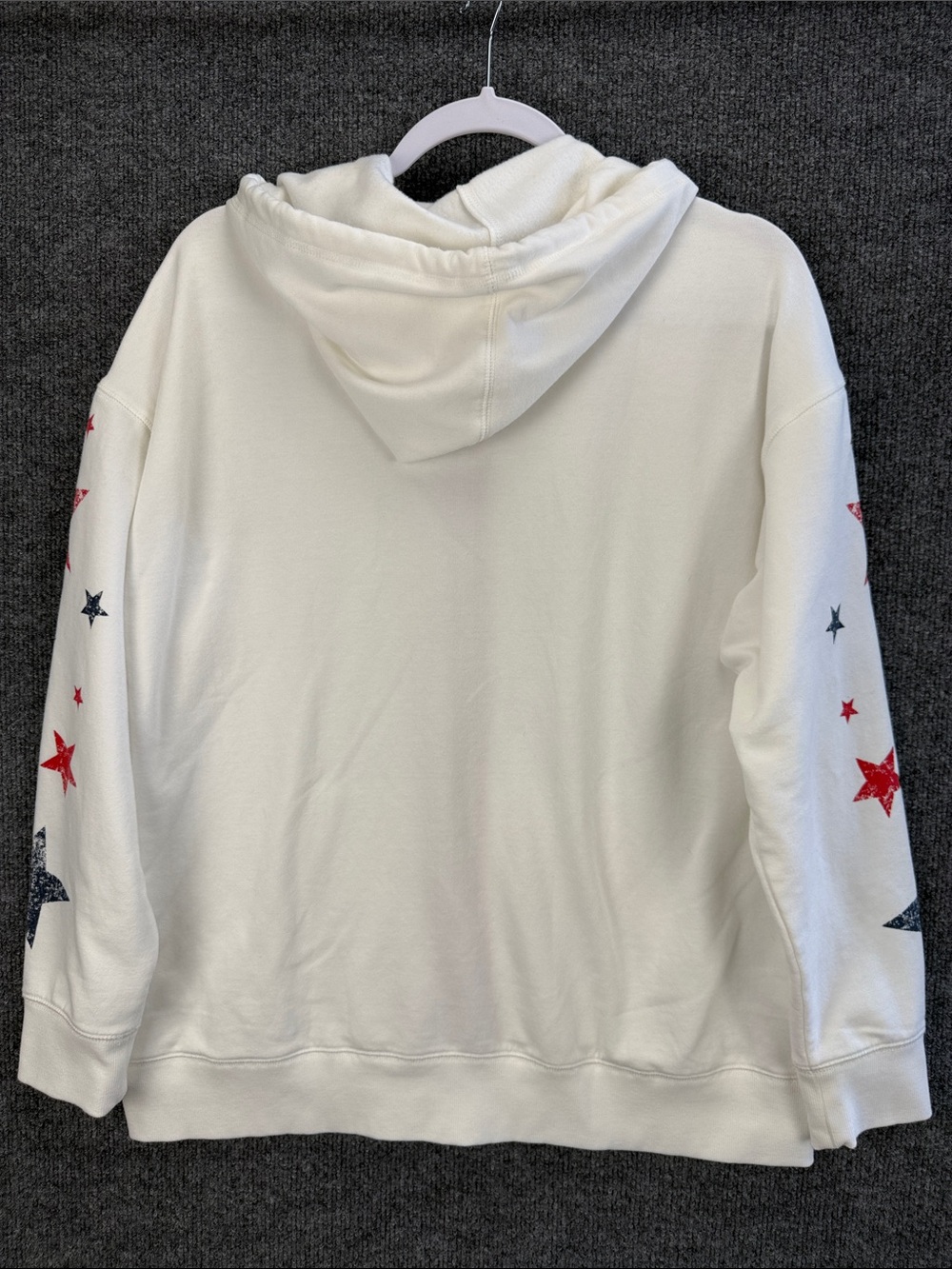 Eddie Bauer White USA Zip Hoodie with Red & Navy Star Accents Women’s Large - Picture 11 of 11
